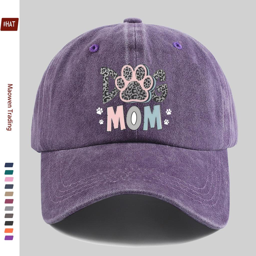 Pc DOG MOM Paw Print Baseball Cap for Women  Men  Adjustable Trucker Hat with Buckle Closure Lightweight Suitable for Outd