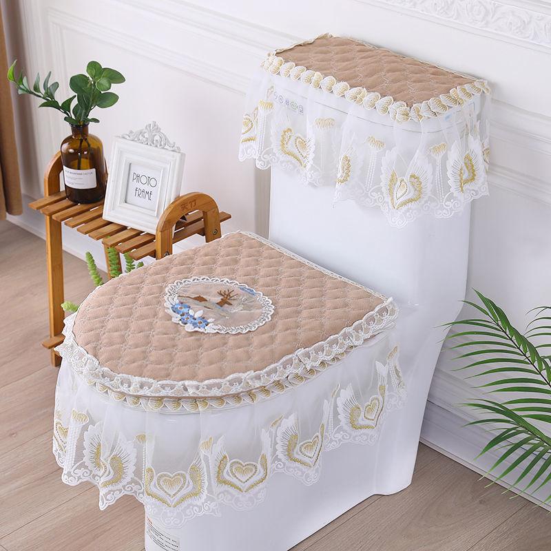 European Lace Toilet Seat Cover Decoration Washable and Easy To Install Toilet Seat Cushion Zipper Fixed Dustproof and Anti Slip Universal Cover Cloth