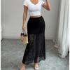 Slim Fit Lace Skirt Transparent See-Through Skirt Breathable High Waist Half Dress Women