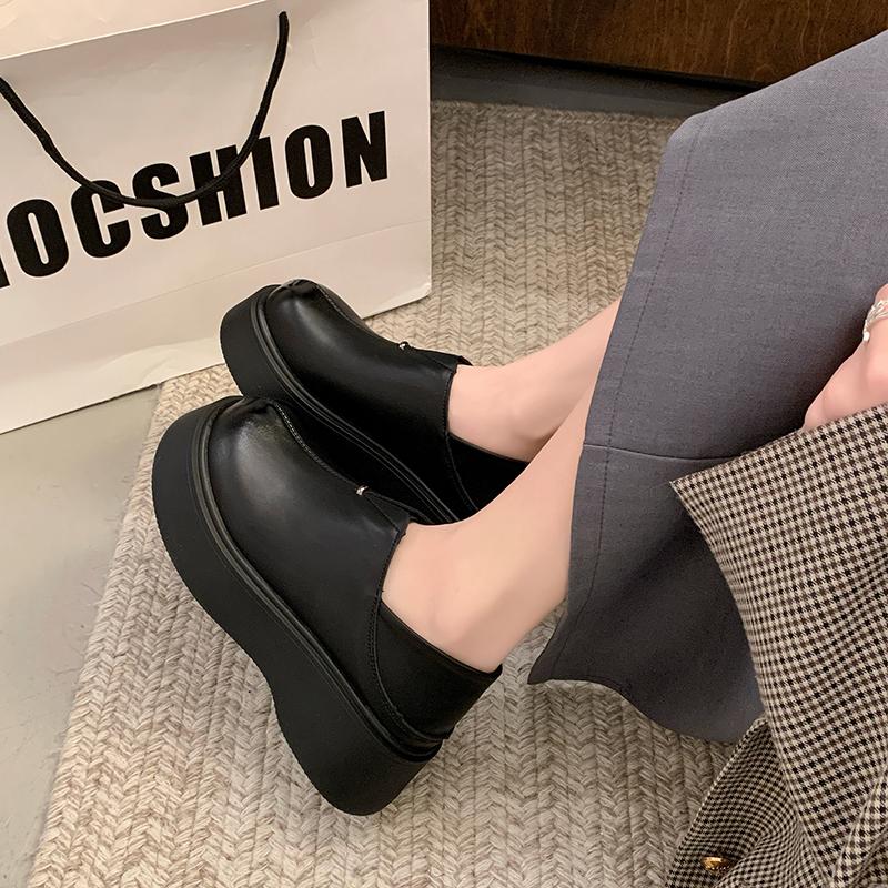 Women's Casual Shoes Thick Heel Round Head One Kick Woman Shoes Outdoor Anti-slip Solid Color Fashion Spring New Zapatos Mujer