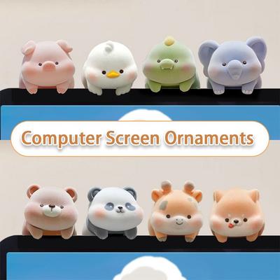 Flocking Computer Monitor Topper Animal Model Center Console Doll Computer Screen Ornaments  Gift