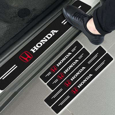 Kit 4 Peças Placa de Porta de Carro Protetor de Soleira Fibra de Carbono Adesivo para Civic Xrv Hrv Crv Brv City Accord Fit Jazz Insight Pilot Passport Stepwgn