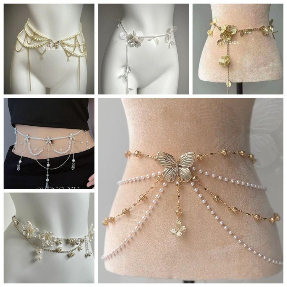Elegant Floral Belly Chain Versatile Hip Chain Fashion Body Jewelry  Women