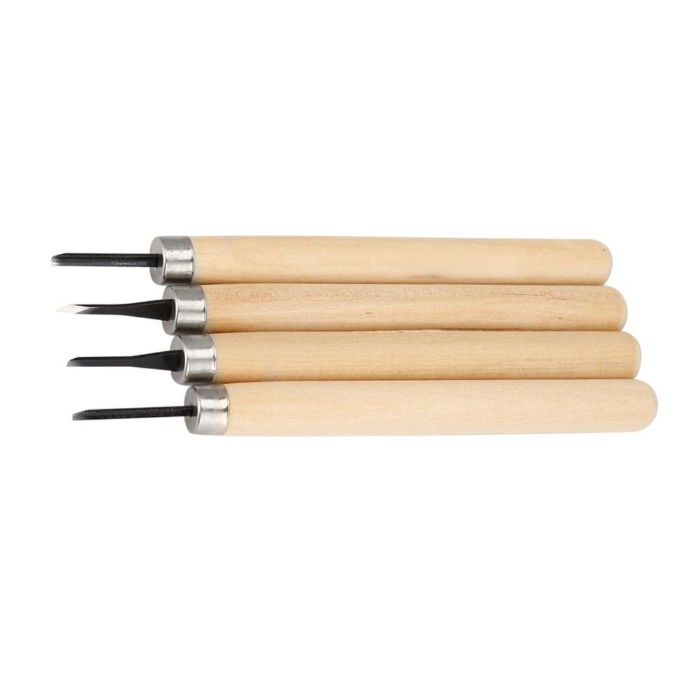 Set di 4 Coltelli per Intaglio su Legno in Acciaio, Affilatore Manuale, Piccolo Coltello Piatto per Lavorazione del Legno, Incisore Triangolare, Strumenti Rotondi Diagonali per Intaglio