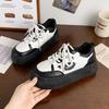 Little White Shoes for Women In Autumn and Winter 2025 New Round Head Thick Sole Heightening Board Shoes Versatile Leather Lace-up Fashion Single Shoe