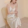 Elegantes Damen-Nachthemd Sexy Bequemes Langes Slip-Kleid Einfarbig Pyjama für Damen