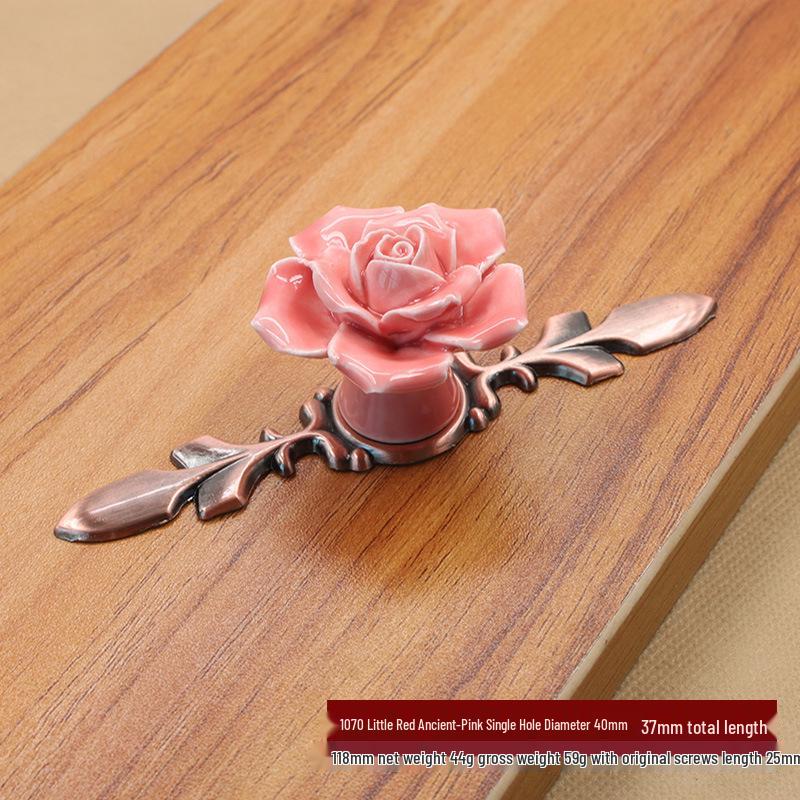 Antique Bronze Rose Ceramic Greenish White Pumpkin Handle for Kitchen Cabinet Wardrobe