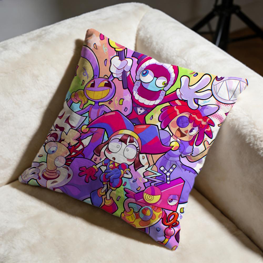 Hot TThe Amazing Digital Circusable Cushion Cover Soft Decorative Pillow Case Suitable for Bedroom Sofa Car Travel Use