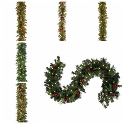 30 LED Lights Christmas Garland 180cm/6 Feet Green Artificial Pine Tree Decor Pine Cone Berry Bendable