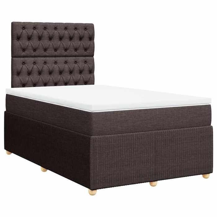 Cadre de lit avec matelas - Maison Exclusive - Marron foncé - 120x200 cm - Tissu &amp; ressorts ensachés