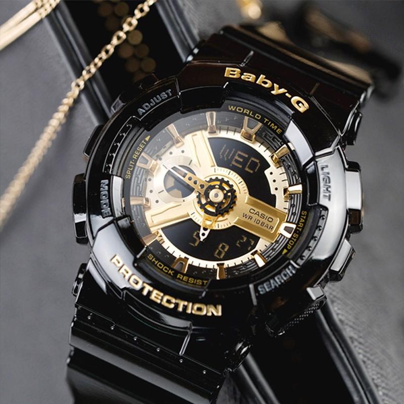 Casio watch series-GABA quartz movement, resin strap, Japanese and Korean watch, same style for men and women, black dial GA-100CF-1A9&BA-110-1A
