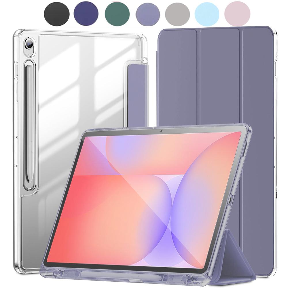 case For Samsung galaxy Tab S10 Lite SM-X400/X406B/S10 FE/S10/S9 FE/S9, Crystal Clear Case with Pencil Slot, Auto Sleep Wake