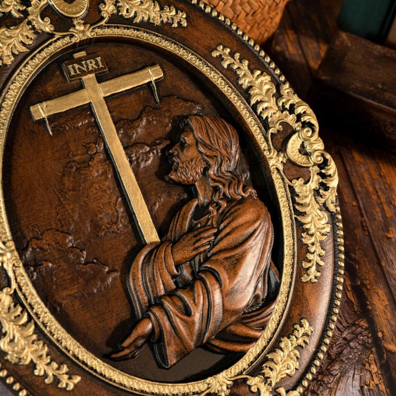 Jesus Mountain Garden Prayer Wooden Plaque, Catholic Home Prayer Decoration, Christian Wall Art, Religious Wooden Icon Gifts