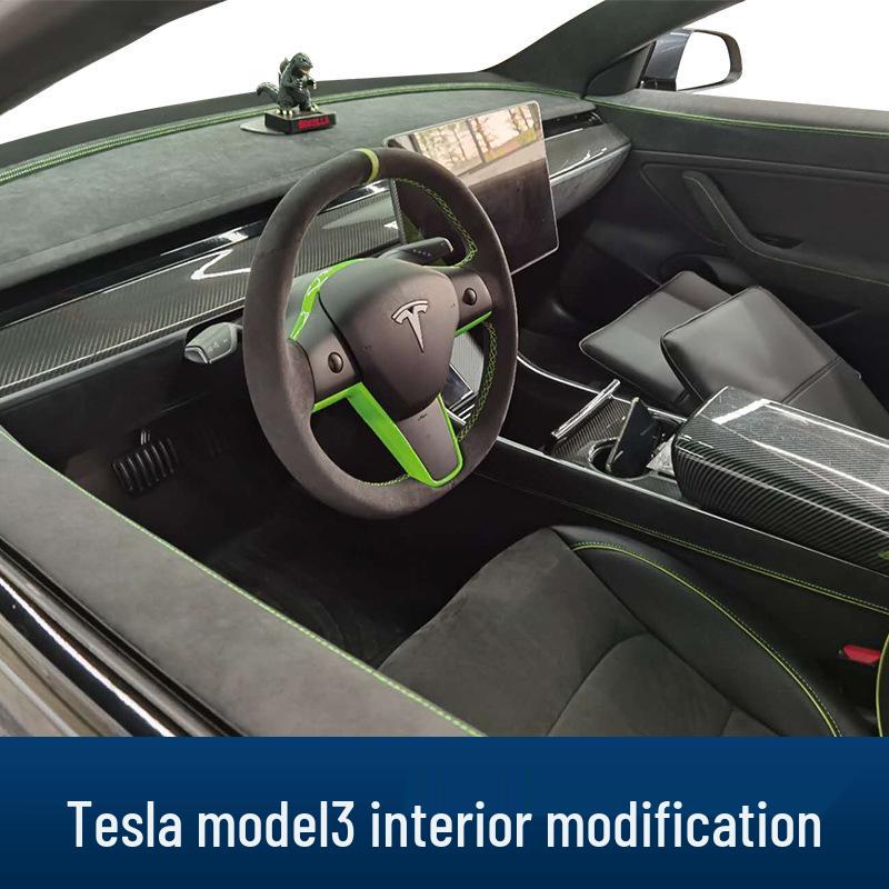 Pink Alcantara Interior Upgrade for Tesla: Personalized Multi-Color Design