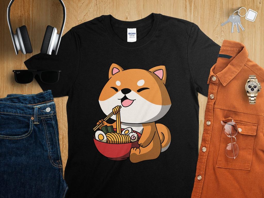 Kawaii Anime Shiba Inu Dog Asian Noodles Japanese Ramen Shirt, Anime Shirt, Ramen T-Shirt, Japan Art