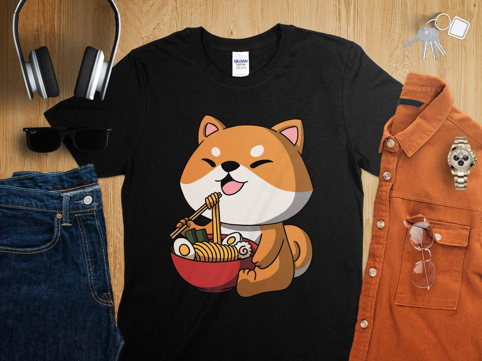 Kawaii Anime Shiba Inu Dog Asian Noodles Japanese Ramen Shirt, Anime Shirt, Ramen T-Shirt, Japan Art 3XL
