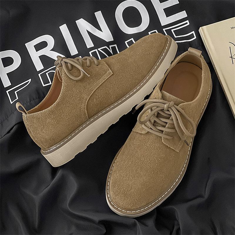 

Anti-fur casual leather shoes men s new wear-resistant rubber sole tooling matte leather surface men s shoes retro solid color Martin boots 44