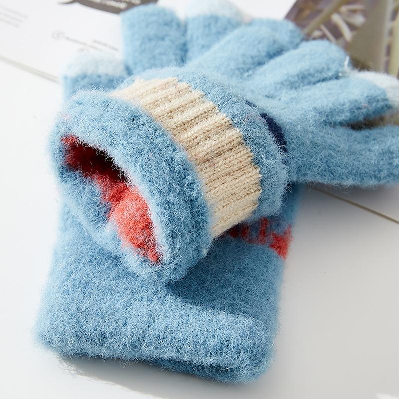 - Years old~ Middle-aged and older children's winter new children's thermal knitted gloves Boys and boys Elementary school students Digital jacquard