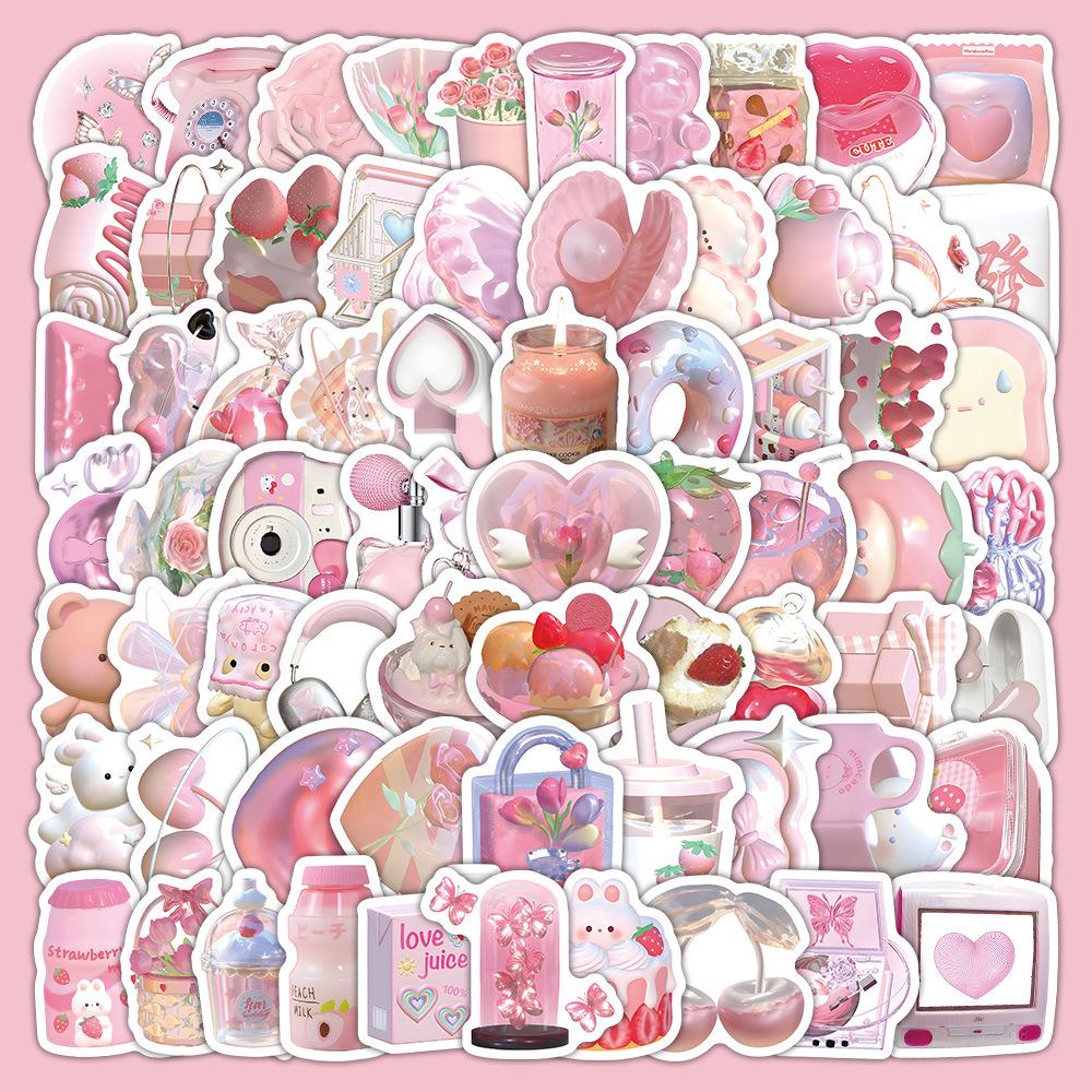 60 listů vícebarevných samolepek ve stylu INS: Realistické malé předměty v modré, růžové, fialové, žluté a zelené barvě