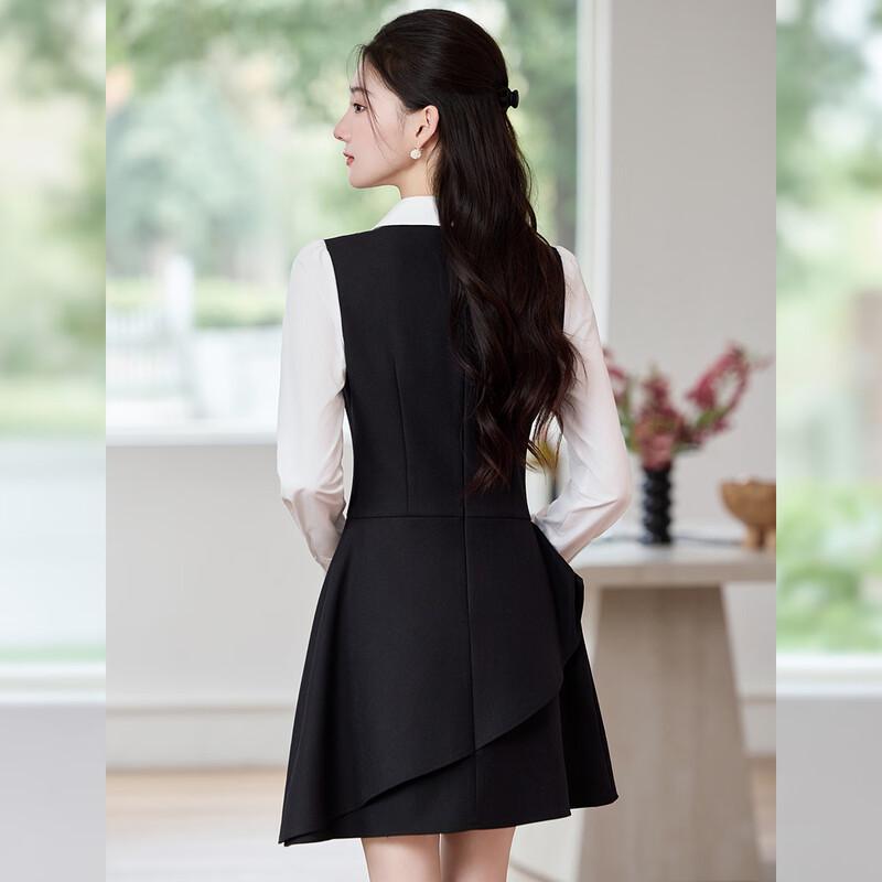Elegant Faux Two-Piece A-line Shirt Dress