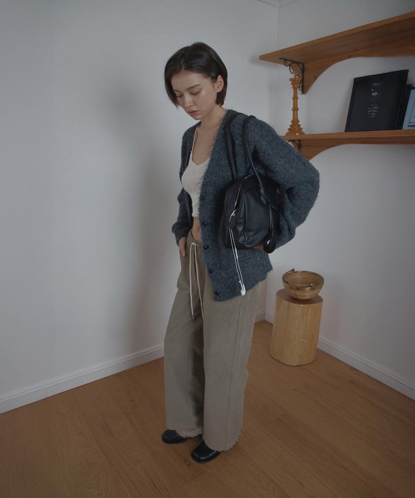 Poetseoul Hairy Over Cardigan_Charcoal