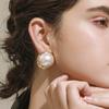Korean Big Round Simulated Pearl Stud Earrings For Women  Classic