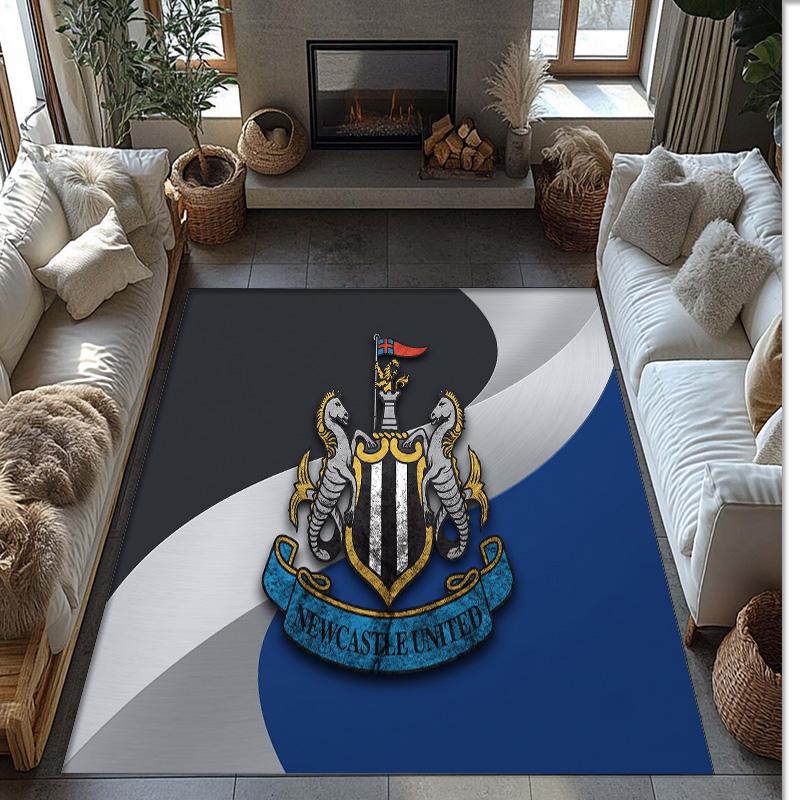 Tappeto in Velluto di Cristallo con Stampa di Calcio del Newcastle United, Comodo Assorbente d'Acqua Antiscivolo Tappeto per Pavimento Interno