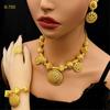 Gold Color Necklace Earring Wrist Chain and Rings Set For Bridal And Party Nigerian Weddings and Engagement Parties