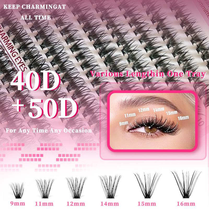 Natural Cluster Feather Lash Kit Segmented Eyelash Lash Glue Eyelash Grafting Kit Lash Extension Essential With Mix Effortless