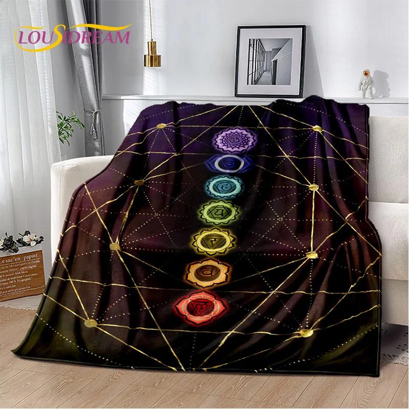 Naturalize Yoga Zen Meditation Rainbow 7 Chakra Blanket,Flannel Throw Blanket for Home Bedroom Bed Sofa Picnic Hiking Cover Kids