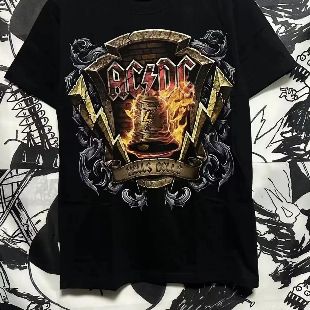 New ACdc Rock Band Cotton Printed Singer Women Men T-shirt High Quality Round Neck Breathable Y2K Short Sleeve 2025 Fan Top