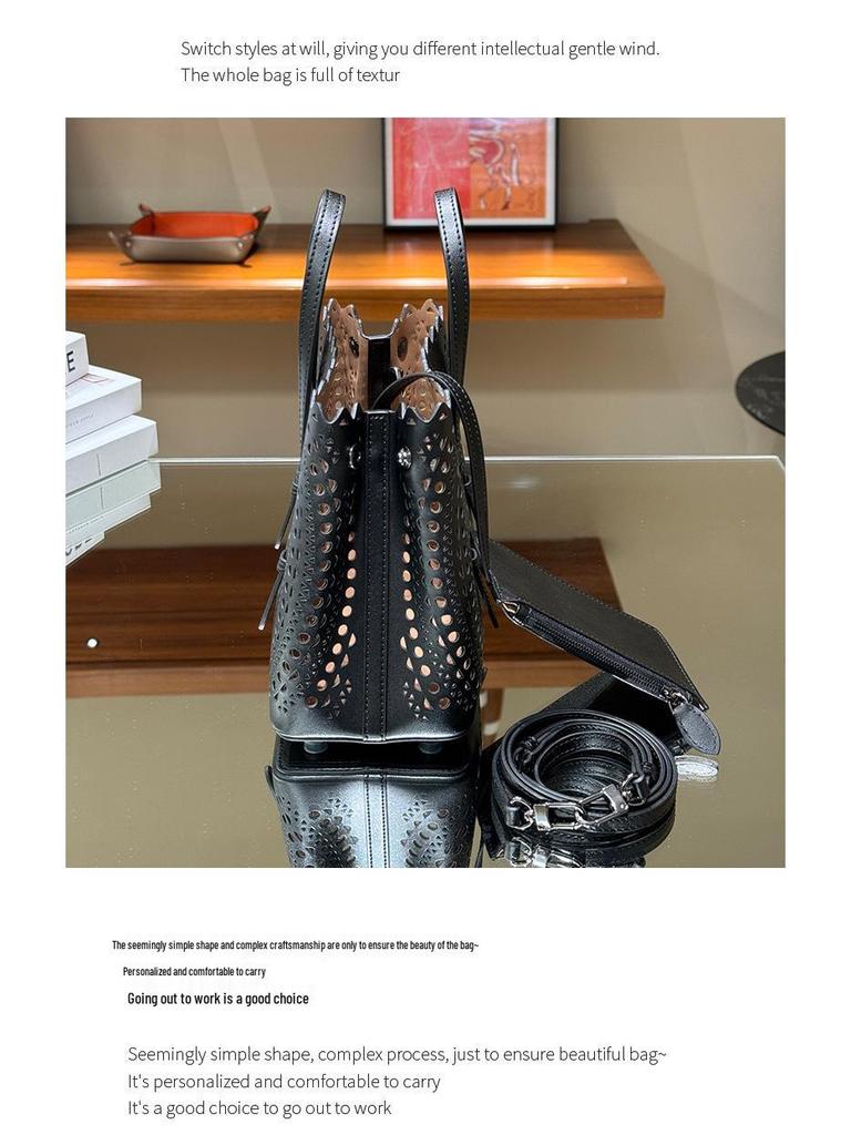 Trendy Carved Calfskin Handbag with Long Crossbody Strap