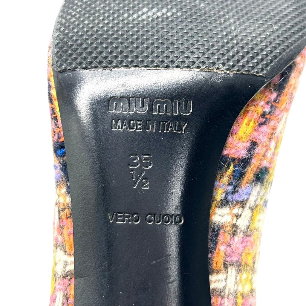 Używane czółenka MIUMIUczółenka wielokolorowe/bordowe bawełna/skóra Kobiety