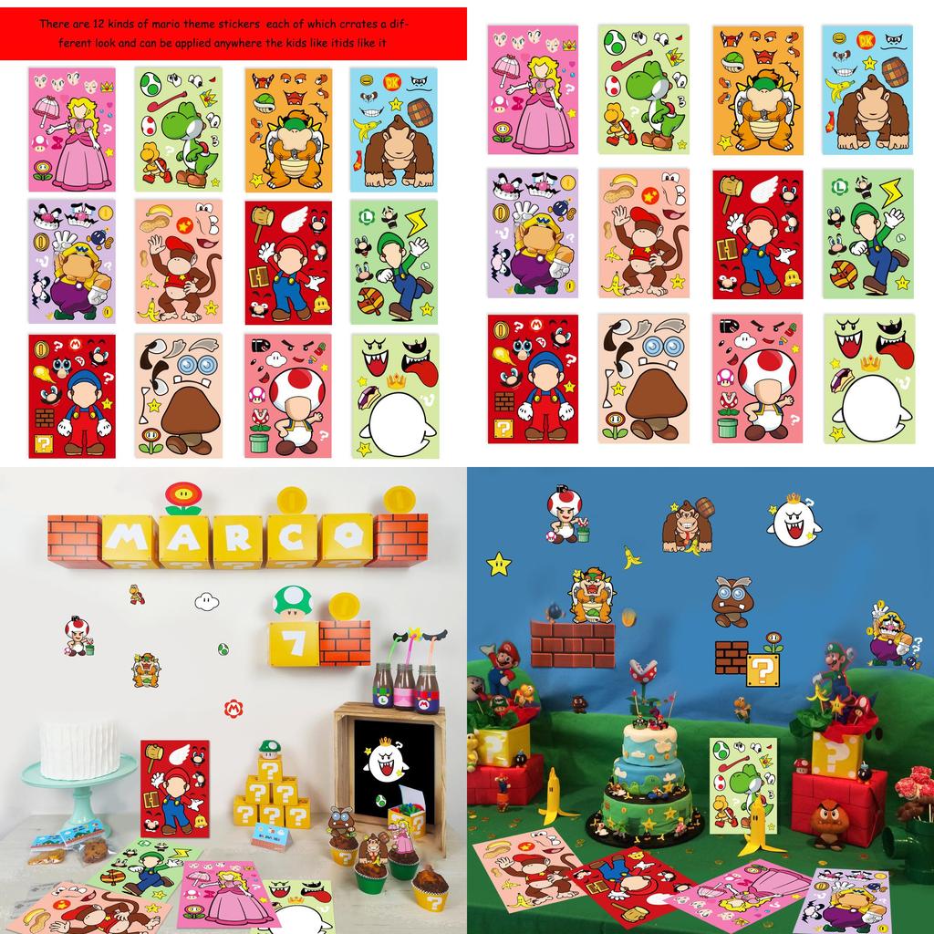 Super Mario Cartoon Stickers Fun And Interactive Puzzle Stickers For Parent-child Bonding