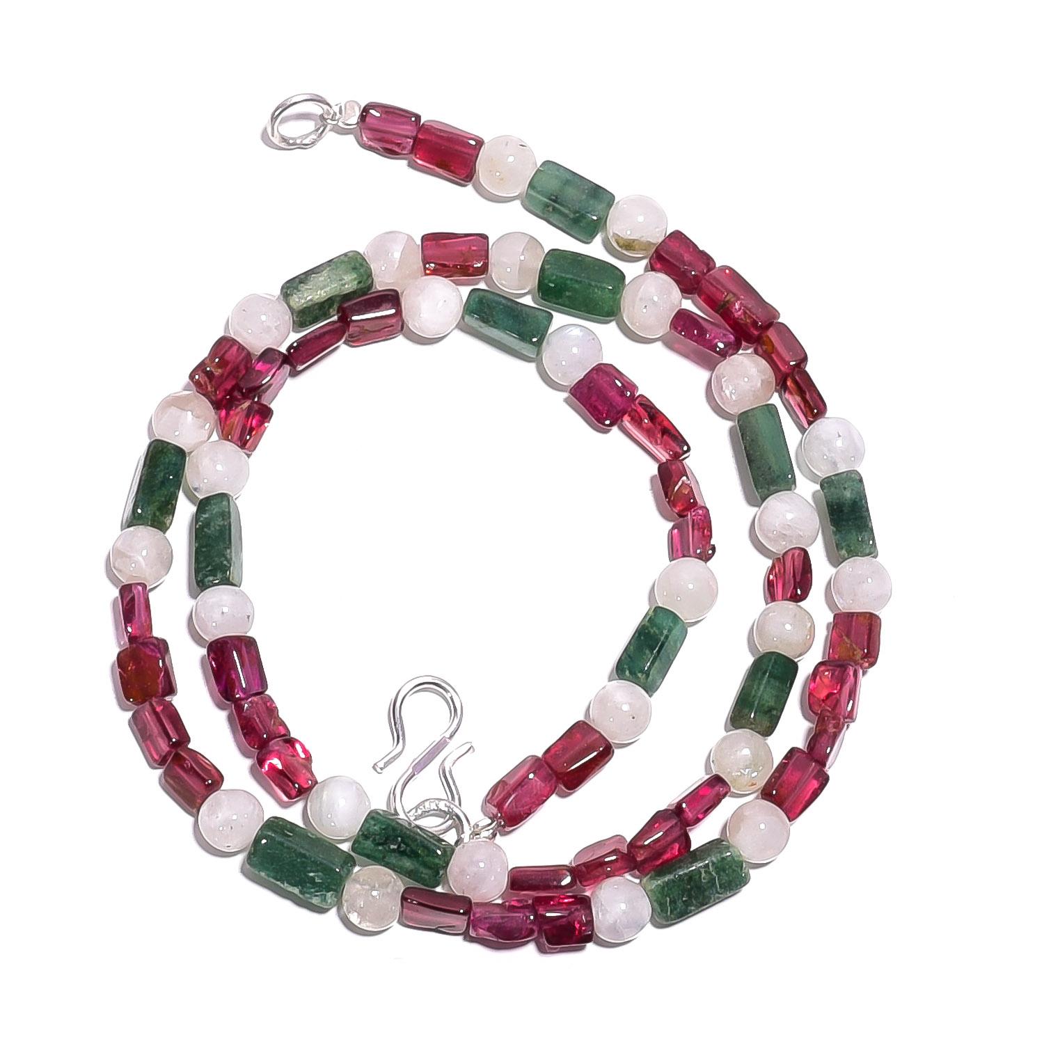 

Натуральный Турмалин Лунный камень Авантюрин Драгоценный камень Бусы Ожерелье 17 UB-4890 UB-4890