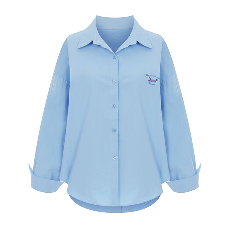SELLY'S Puppy Embroidery Back Slit Loose Fit Shirt_I6A-Csh008