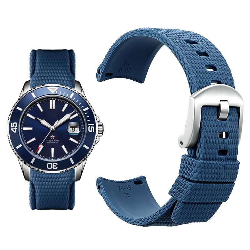 Curved arc-shaped fluororubber Watch strap for original OMEGA X Swatch X Blancpain Scuba Fifty Fathoms MoonSwatch FKM watchband