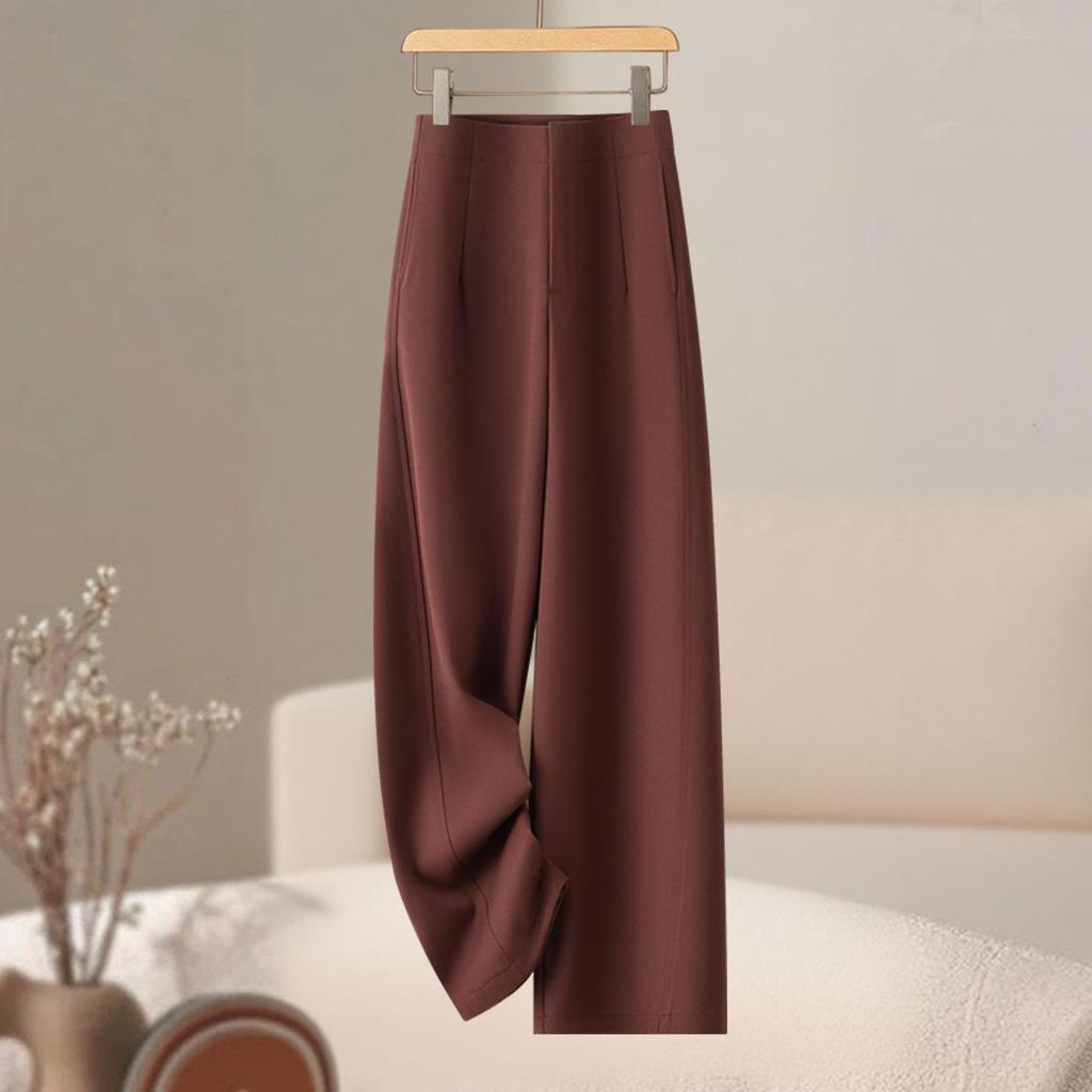 Trendy 2025 Women's High-Waisted Wide-Leg Trousers - Slim-Fit, Fashionable Spring/Autumn Style