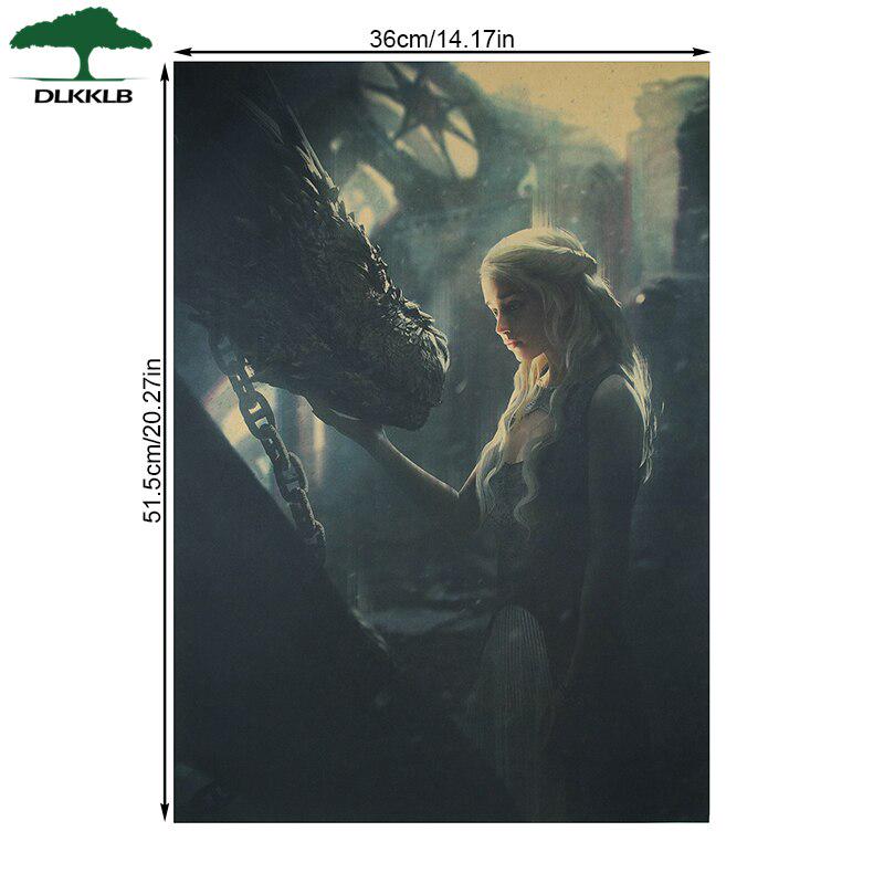 DLKKLB Game of Thrones Poster Vintage Kraft Paper Classic TV Series Poster Bar Cafe Decorative Wall Sticker 50.5X35cm