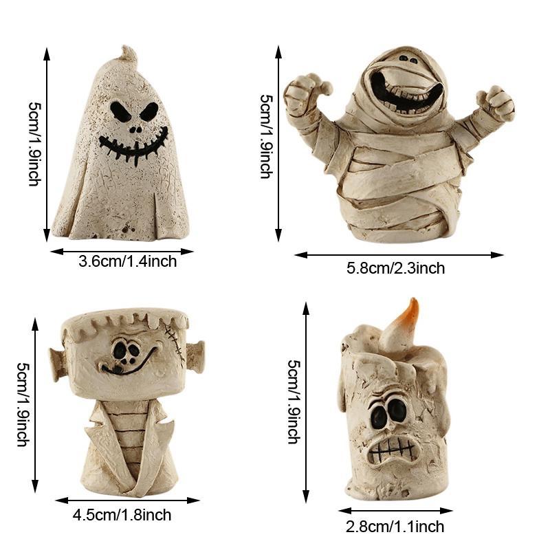 1PC Halloween Decorations Gothic Skull Ghost Candle Resin Figurine, Halloween Statue for Indoor Haunted House Halloween Party Decoration