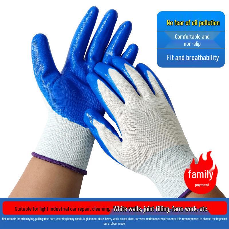 Waterproof Non-Slip Nitrile Latex Work Gloves for Construction & Auto Repair