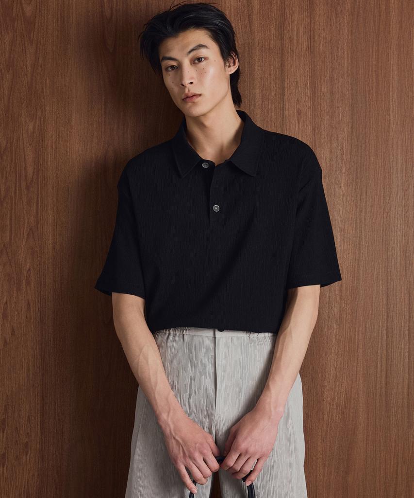 Tienjiti Kinoshita Seersucker Polo (Black) Tnts6E201Bk