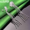 925 Sterling Silver Romantic Rose Pierced Earrings Fashion Charm Wedding Jewelry