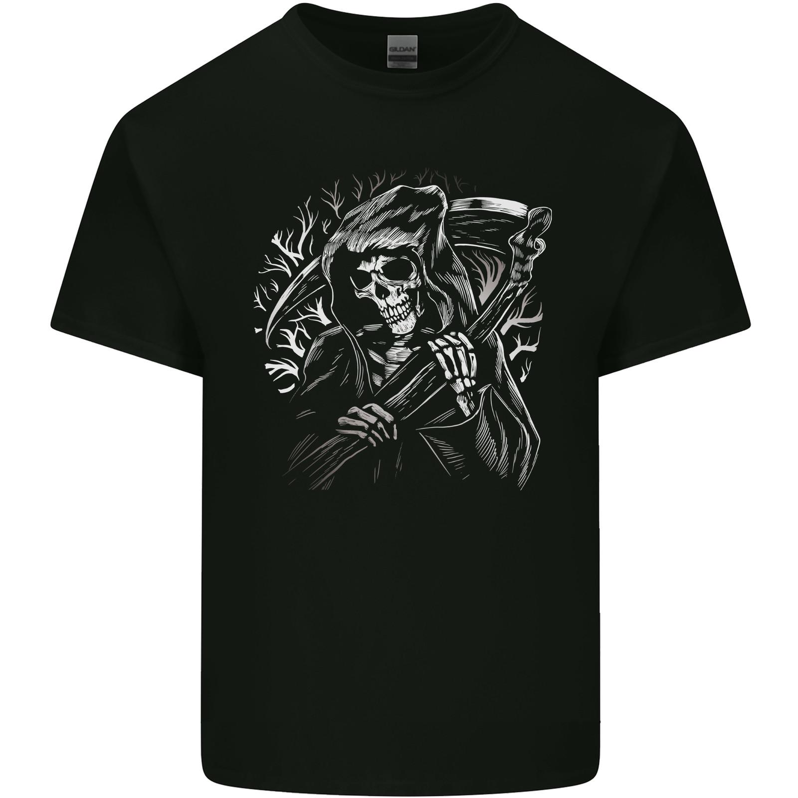 Grim Reaper Illustration Mens Light Cotton T-Shirt Mens Womens Tees Top 3XL