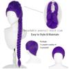 Purple Tiger Clip Single Ponytail Braided Synthetic Wig | Animated Film for KPop Demon Hunters Figure Rumi Cosplay Wig