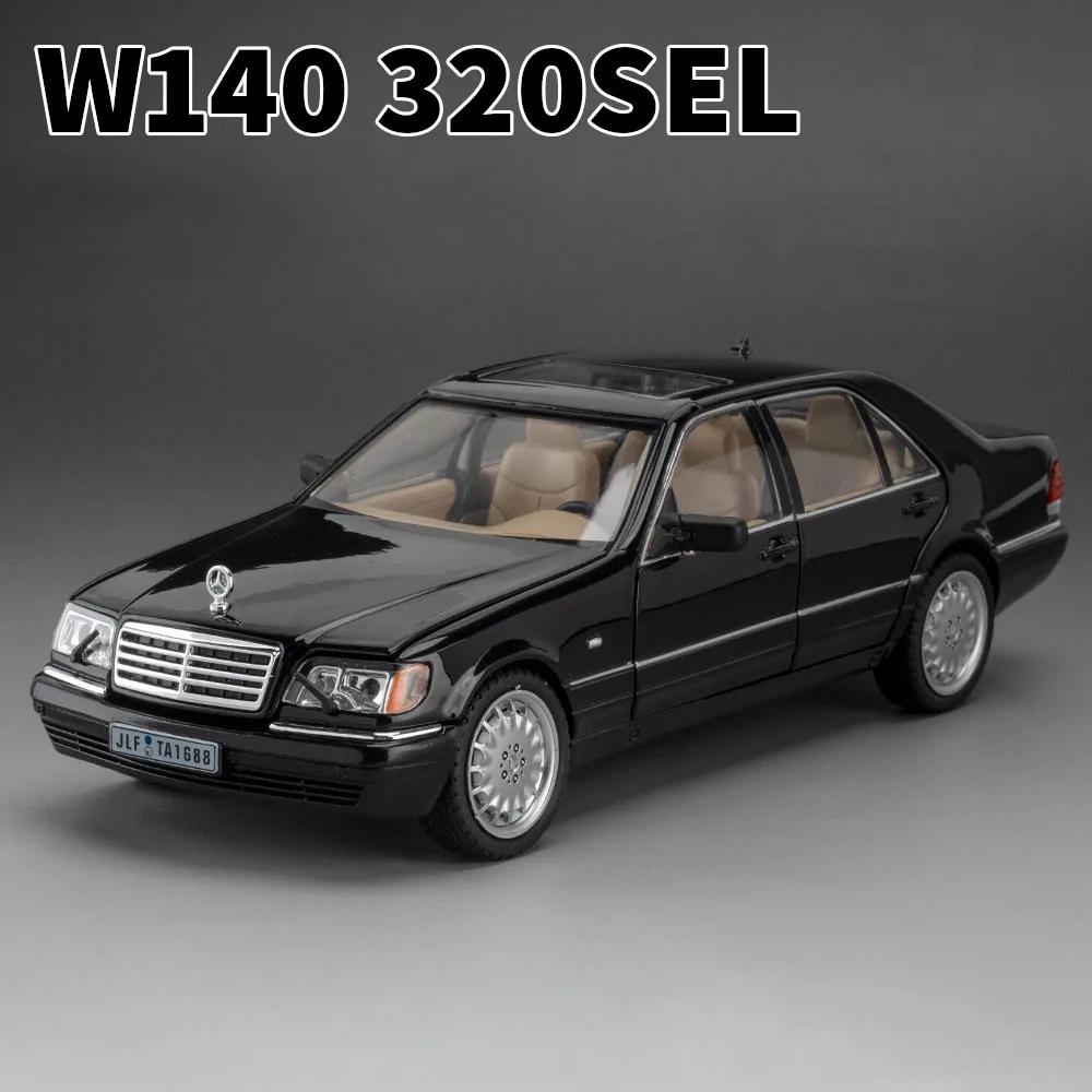 1:24 W140 320SEL M3 Toy Car Model Alloy Diecast Sound Light Pull Back Miniature Vehicles Models Christmas Gifts for Kids