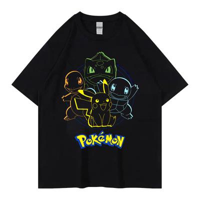 Pok É Mon Pikachu Lilla Elddrakten Johnny Sköldpaddan Pok É Mon Tryckt Kortärmad Herr T-shirt Barn Förälder Barn Kläder