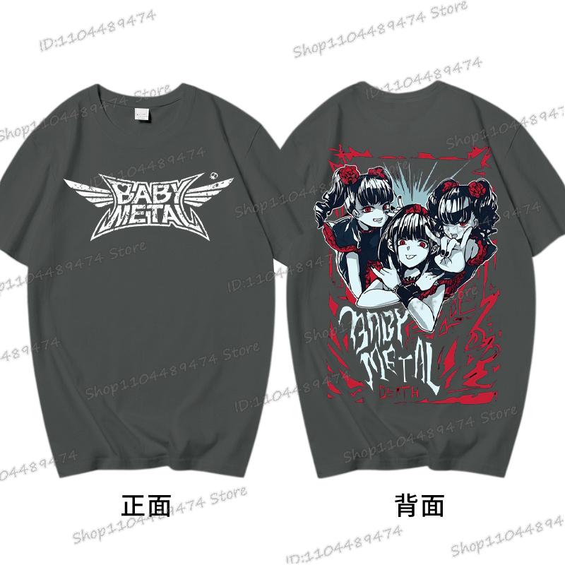 Men Japanese Band Babymetal Shirt Short Sleeve Cotton Casual Print Streetwear Hip Hop Round Neck Rock Roll Singer T-shirts