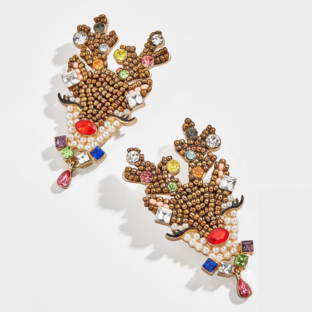 Stylish Christmas Reindeer Earrings Alloy Electroplated Holiday Gift Trendy Jewelry