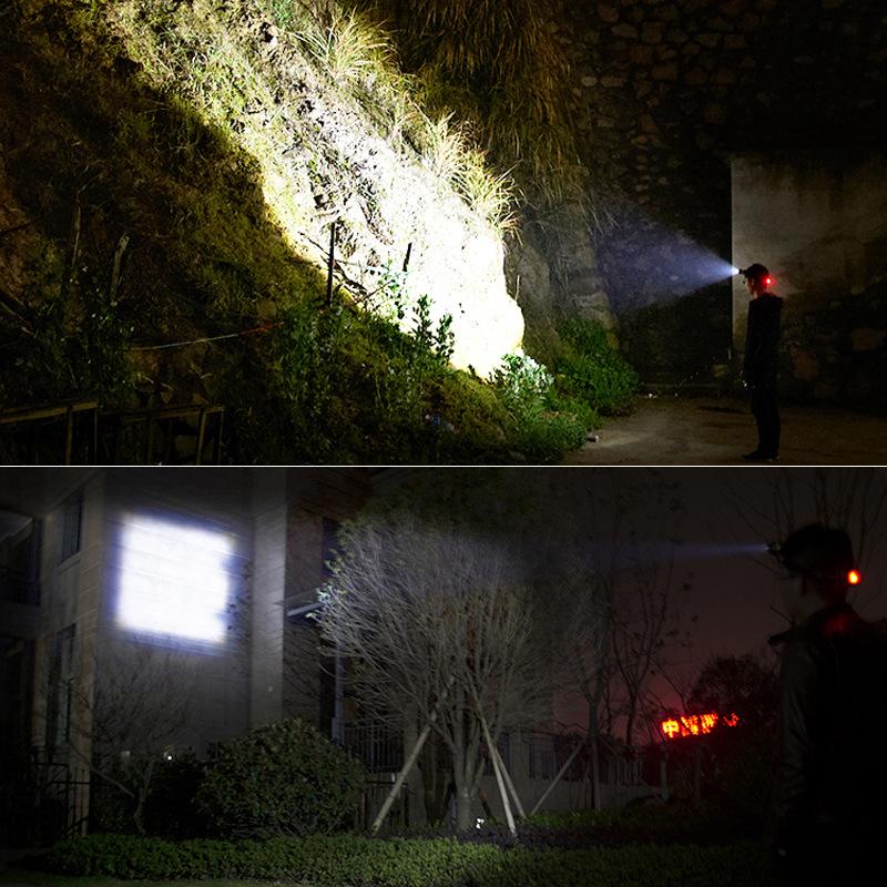 T6 Rechargeable LED Induction Headlight, Strong Light Long-distance Projection Head-mounted Retractable Zoom Headlight Outdoor Fishing Headlight